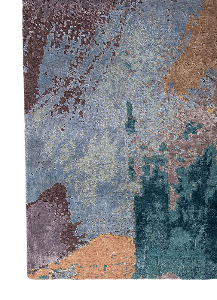 uvenuti pink and purple wool and bamboo silk hand knotted Rug - Corner