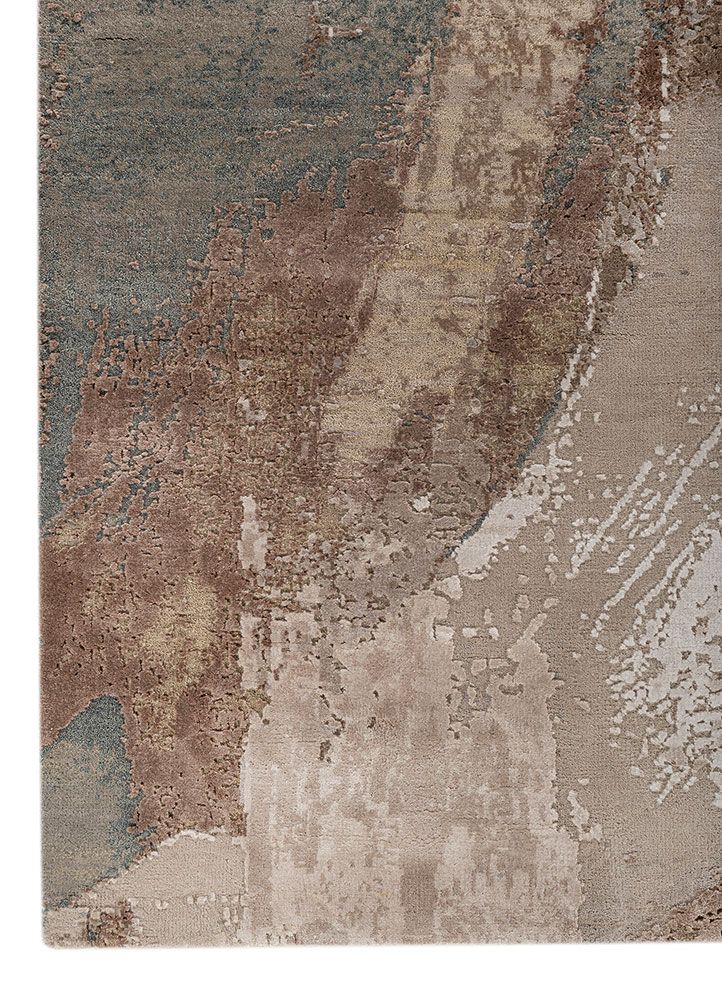 aprezo blue wool and bamboo silk hand knotted Rug - Corner
