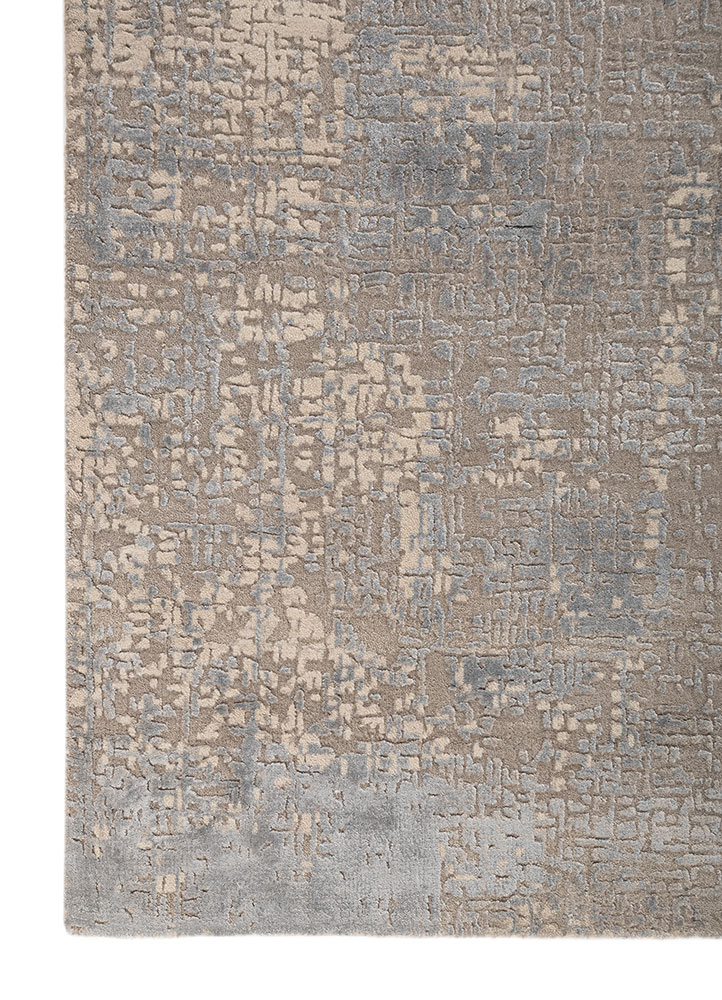 uvenuti grey and black wool and bamboo silk hand knotted Rug - Corner