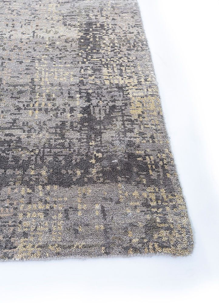 uvenuti grey and black wool and bamboo silk hand knotted Rug - Corner