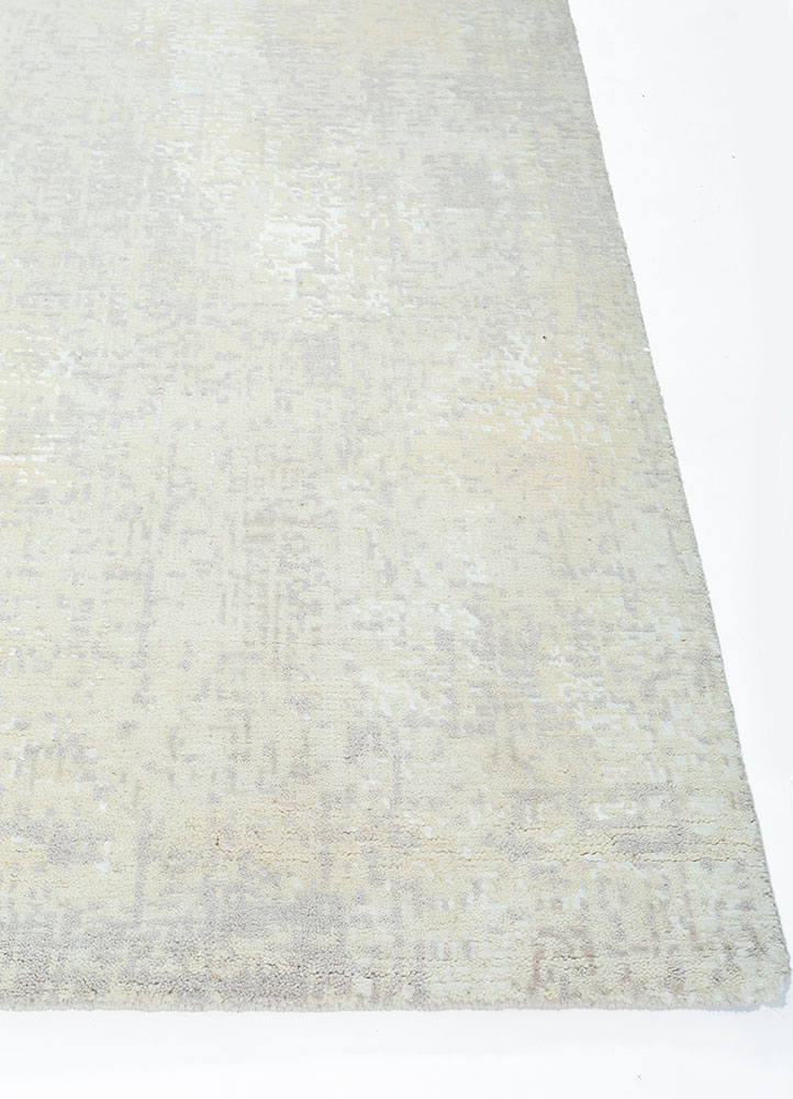 uvenuti ivory wool and bamboo silk hand knotted Rug - Corner