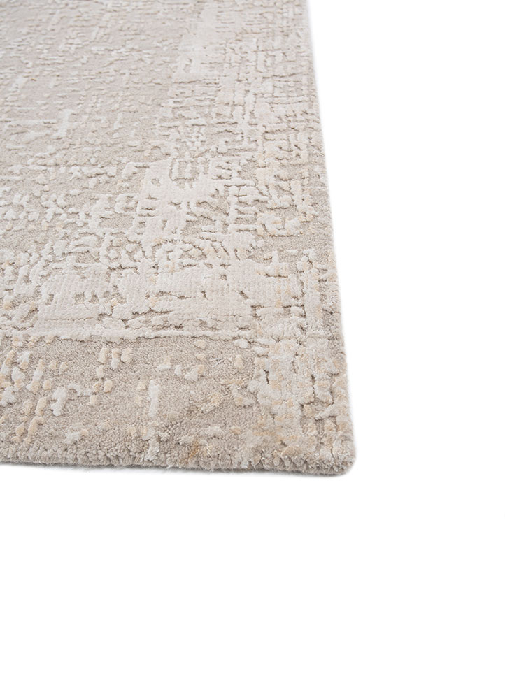 uvenuti grey and black wool and bamboo silk hand knotted Rug - Corner