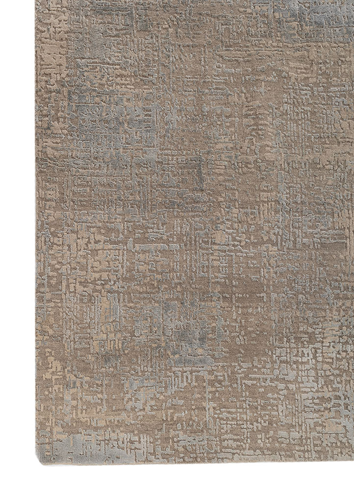 aprezo grey and black wool and bamboo silk hand knotted Rug - Corner