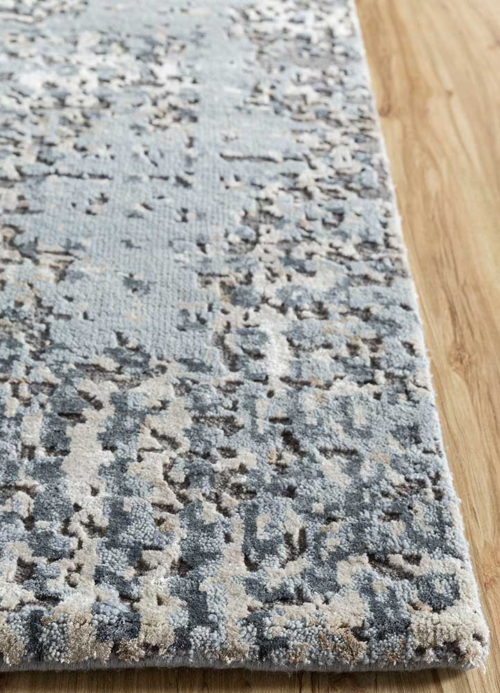 uvenuti blue wool and bamboo silk hand knotted Rug - Corner