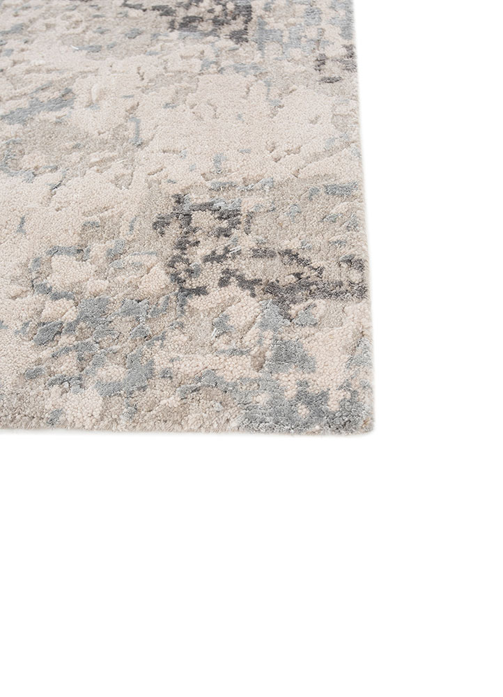 uvenuti grey and black wool and bamboo silk hand knotted Rug - Corner