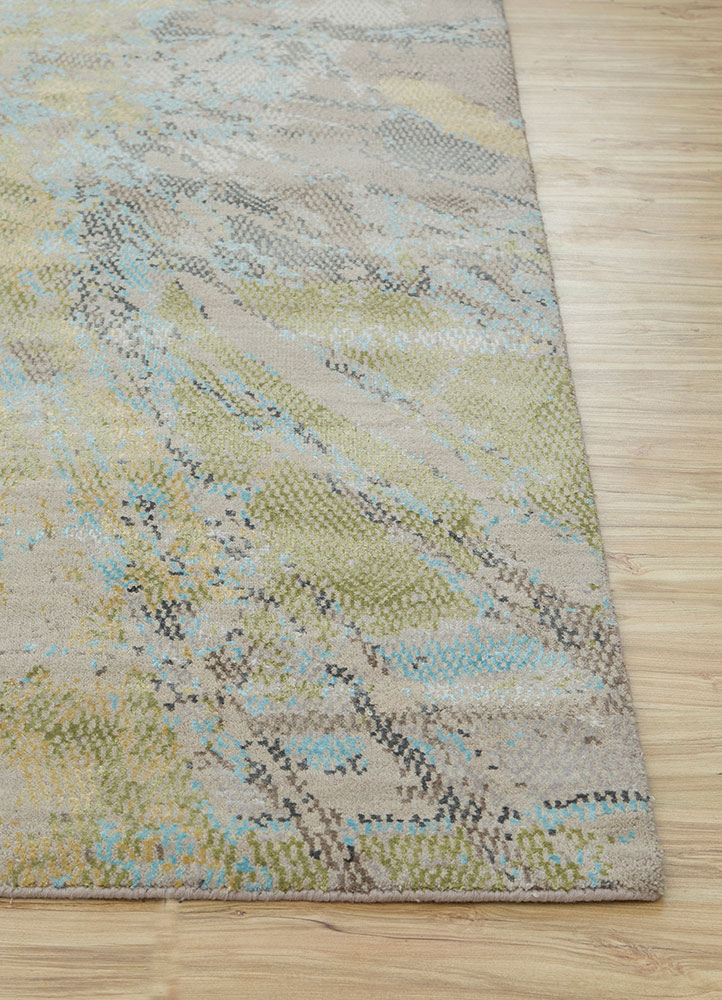uvenuti beige and brown wool and bamboo silk hand knotted Rug - Corner