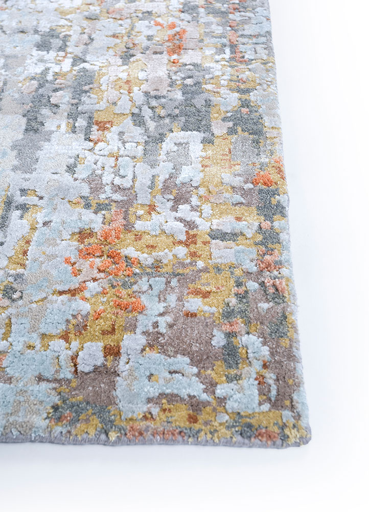uvenuti grey and black wool and bamboo silk hand knotted Rug - Corner