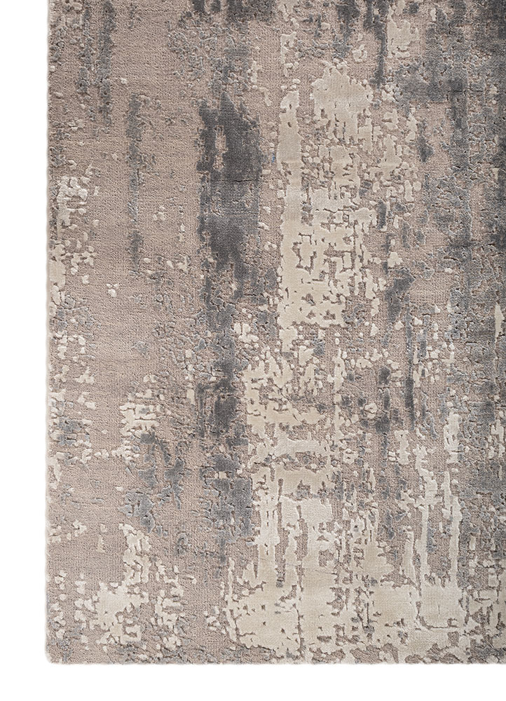 uvenuti grey and black wool and bamboo silk hand knotted Rug - Corner
