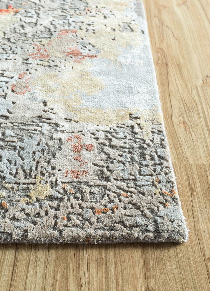 uvenuti blue wool and bamboo silk hand knotted Rug - Corner