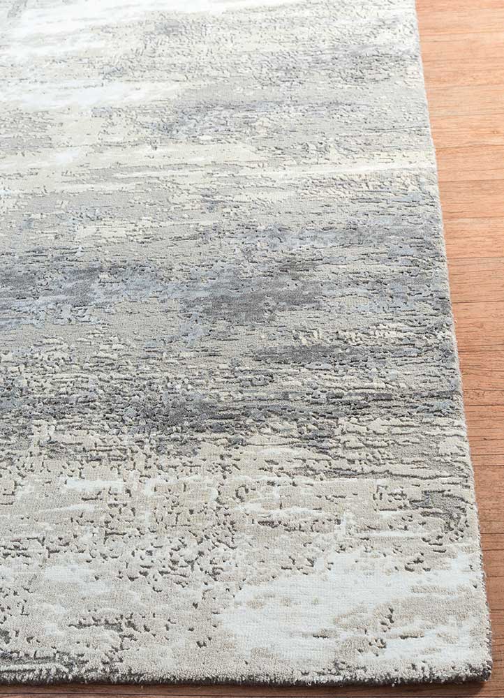 uvenuti grey and black wool and bamboo silk hand knotted Rug - Corner