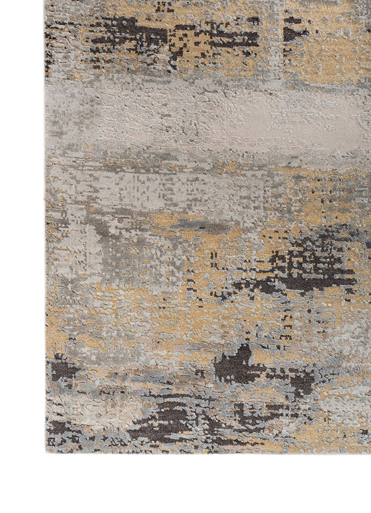 uvenuti grey and black wool and bamboo silk hand knotted Rug - Corner