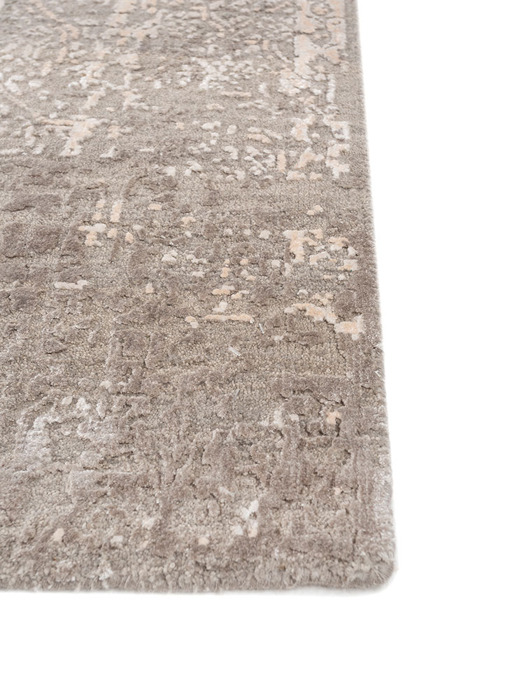 uvenuti grey and black wool and bamboo silk hand knotted Rug - Corner