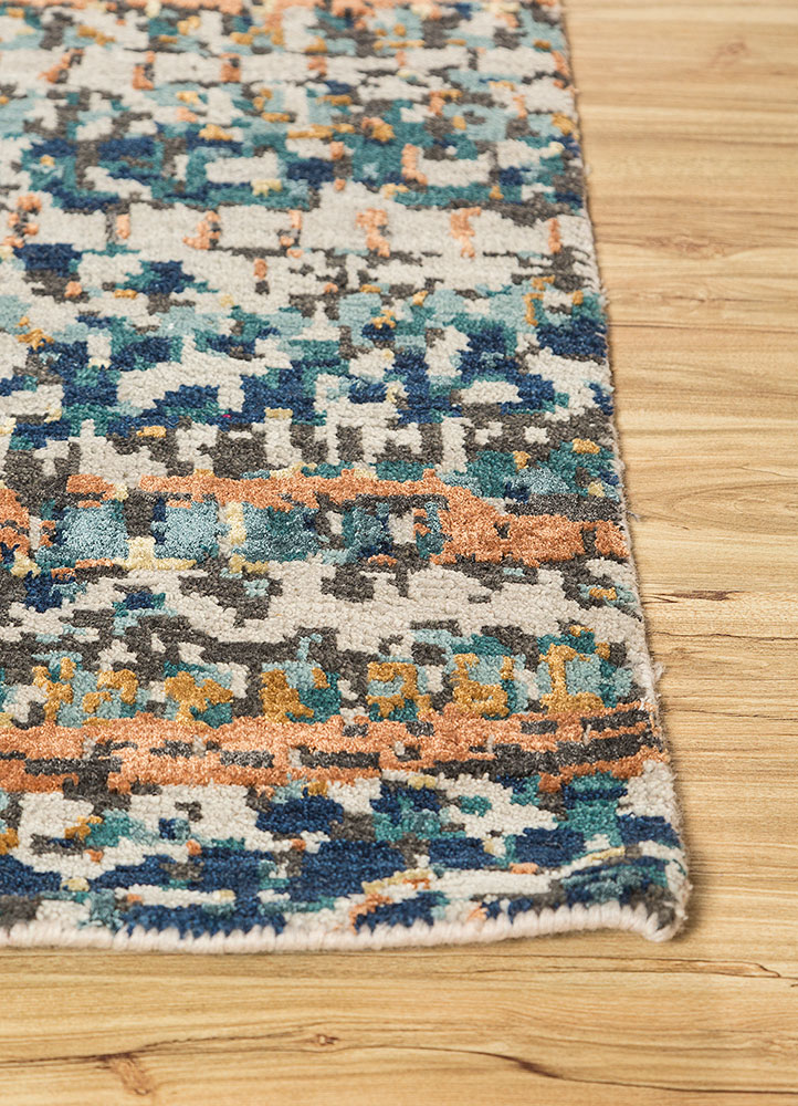 uvenuti beige and brown wool and bamboo silk hand knotted Rug - Corner