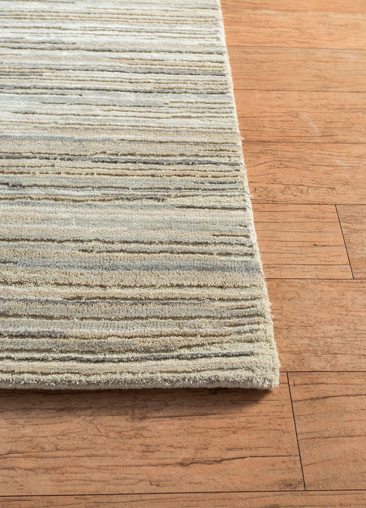 uvenuti beige and brown wool and bamboo silk hand knotted Rug - Corner
