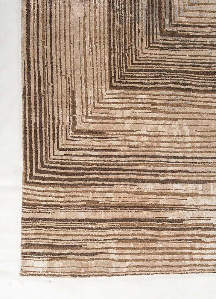 uvenuti beige and brown wool and bamboo silk hand knotted Rug - Corner