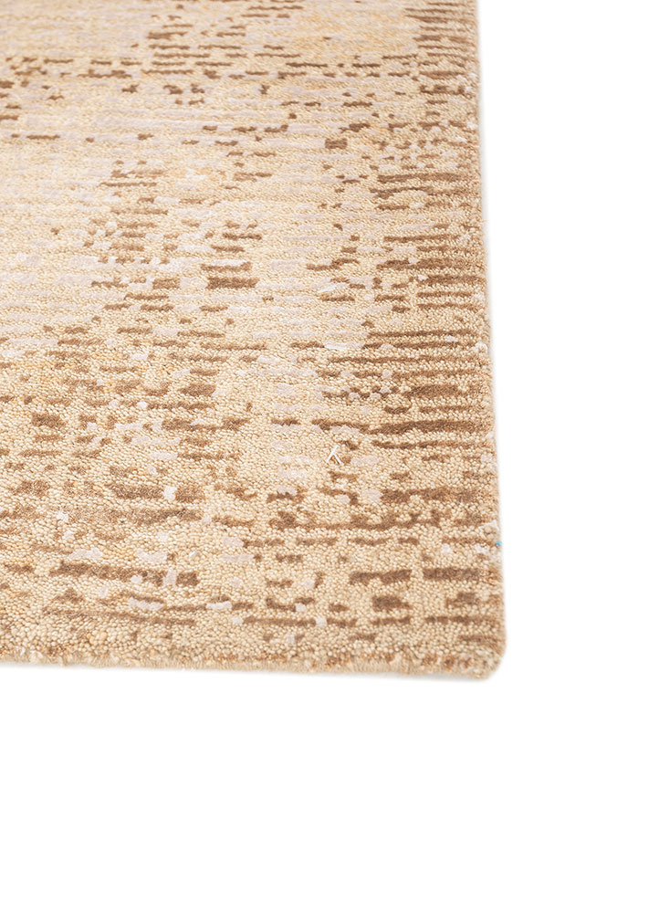 uvenuti beige and brown wool and bamboo silk hand knotted Rug - Corner