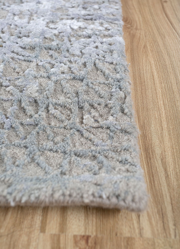 uvenuti grey and black wool and bamboo silk hand knotted Rug - Corner