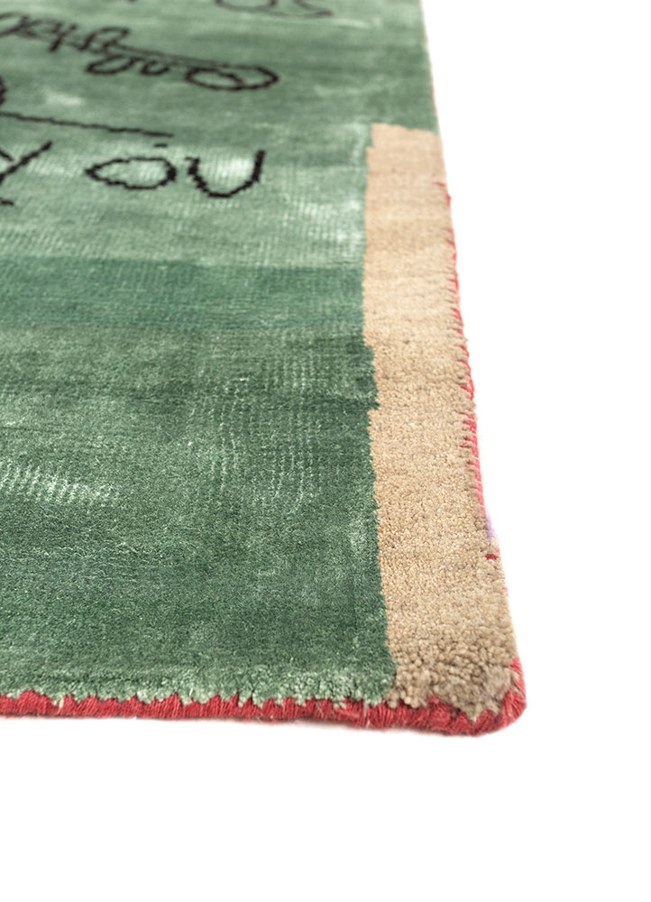 anghs blue wool and bamboo silk hand knotted Rug - Corner