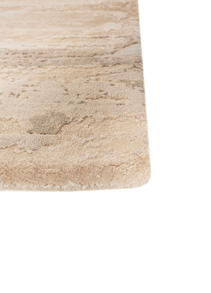 entropy blue wool and bamboo silk hand knotted Rug - Corner