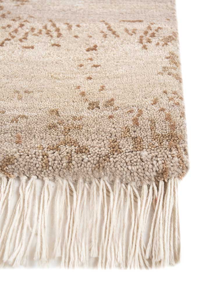 entropy ivory wool and bamboo silk hand knotted Rug - Corner