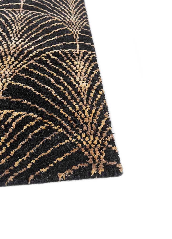 azalea grey and black wool and bamboo silk hand knotted Rug - Corner