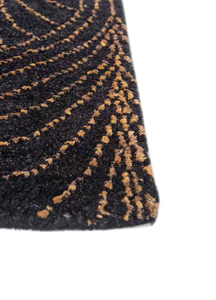 azalea grey and black wool and bamboo silk hand knotted Rug - Corner
