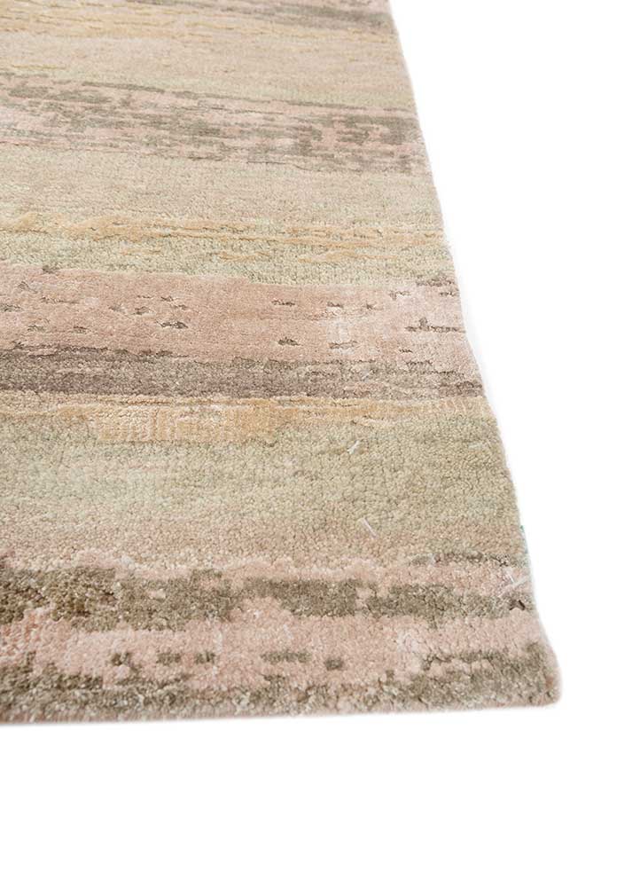 entropy ivory wool and bamboo silk hand knotted Rug - Corner