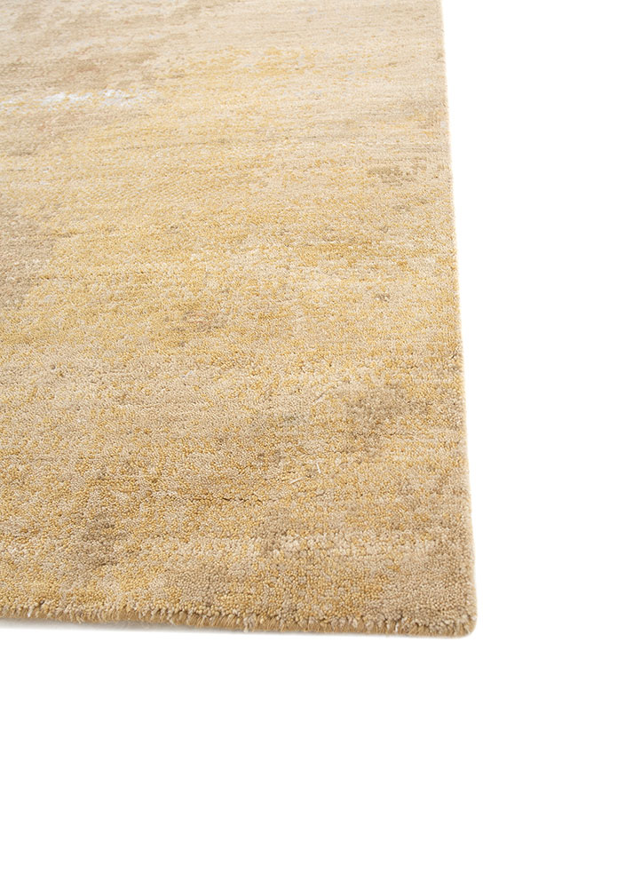 entropy gold wool and bamboo silk hand knotted Rug - Corner