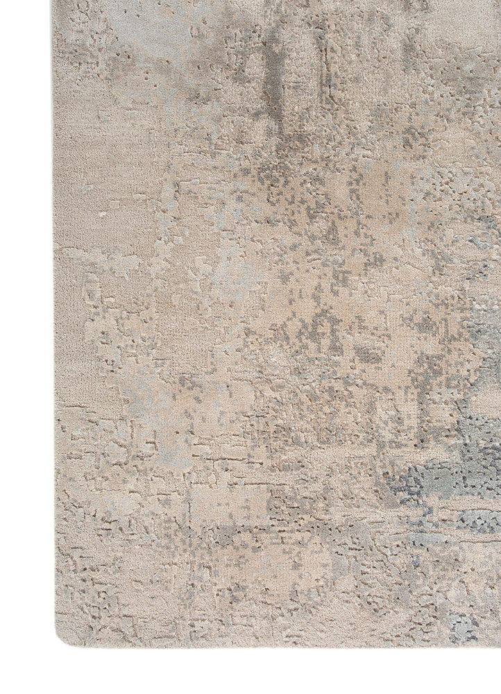 uvenuti ivory wool and bamboo silk hand knotted Rug - Corner