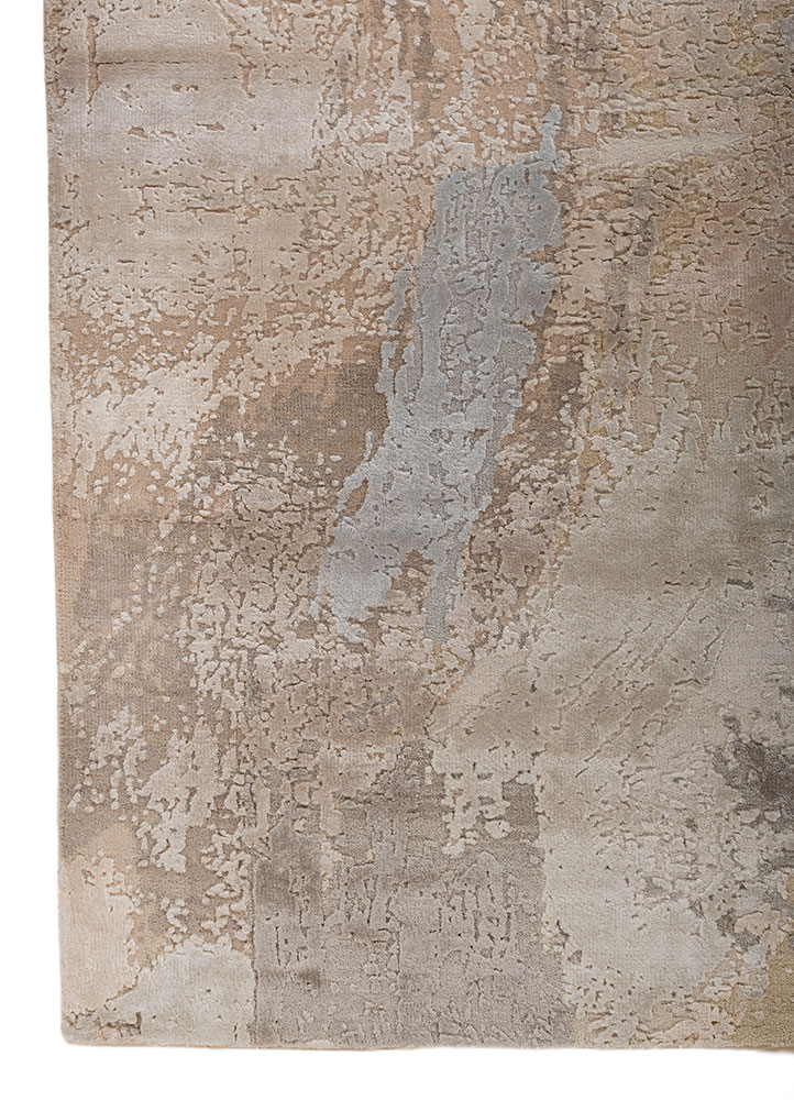 uvenuti grey and black wool and bamboo silk hand knotted Rug - Corner