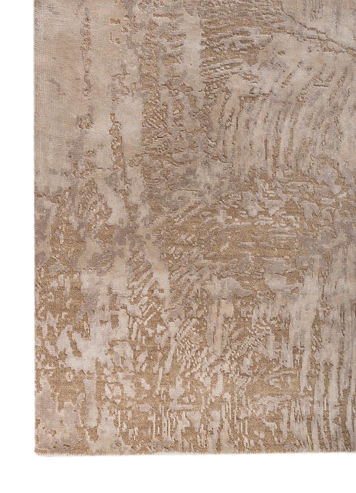 uvenuti beige and brown wool and bamboo silk hand knotted Rug - Corner