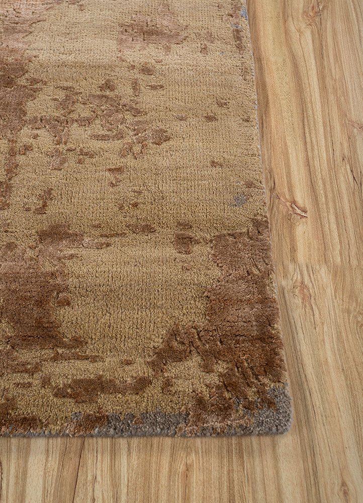 uvenuti grey and black wool and bamboo silk hand knotted Rug - Corner
