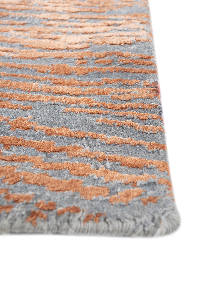 uvenuti blue wool and bamboo silk hand knotted Rug - Corner