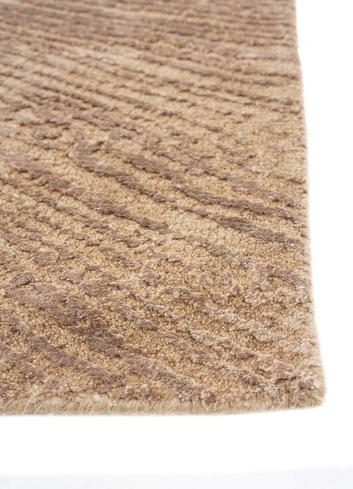 uvenuti beige and brown wool and bamboo silk hand knotted Rug - Corner