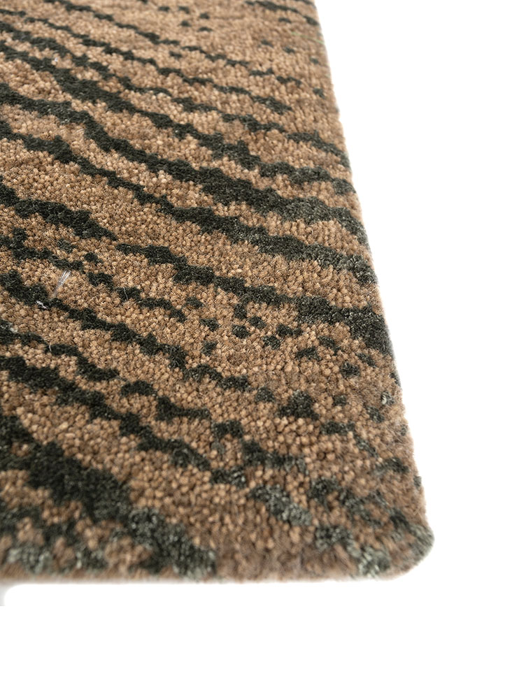 uvenuti beige and brown wool and bamboo silk hand knotted Rug - Corner
