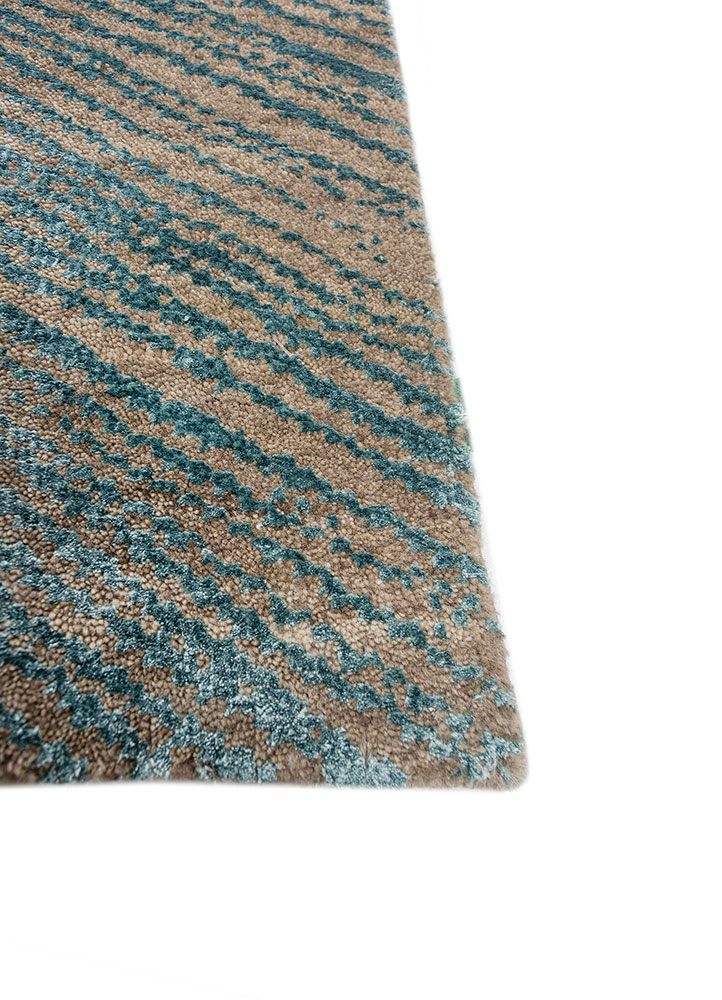 uvenuti beige and brown wool and bamboo silk hand knotted Rug - Corner