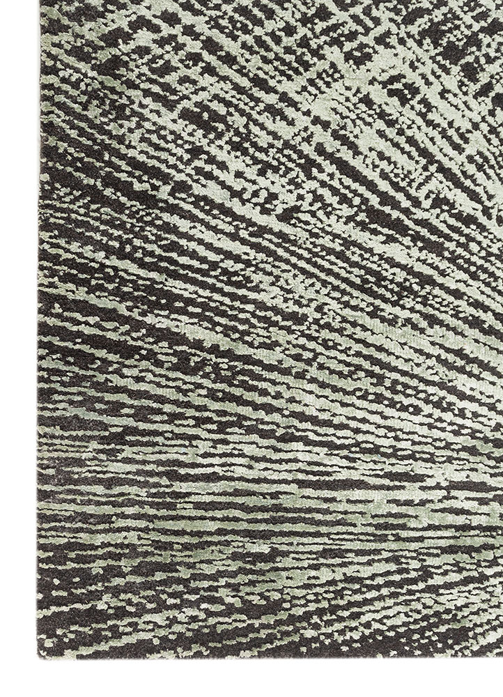 uvenuti blue wool and bamboo silk hand knotted Rug - Corner