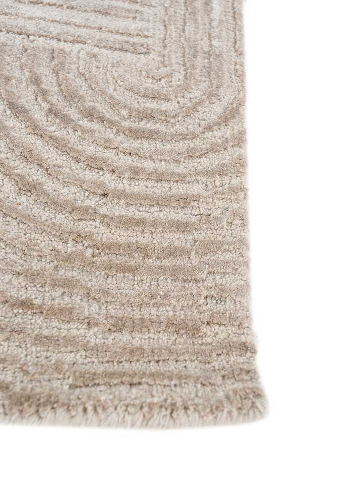 azalea ivory wool and bamboo silk hand knotted Rug - Corner