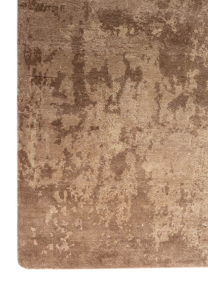 uvenuti beige and brown wool and bamboo silk hand knotted Rug - Corner