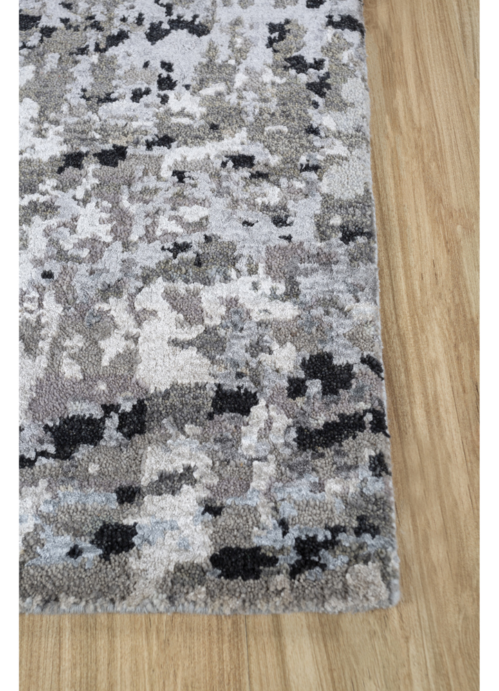 uvenuti blue wool and bamboo silk hand knotted Rug - Corner