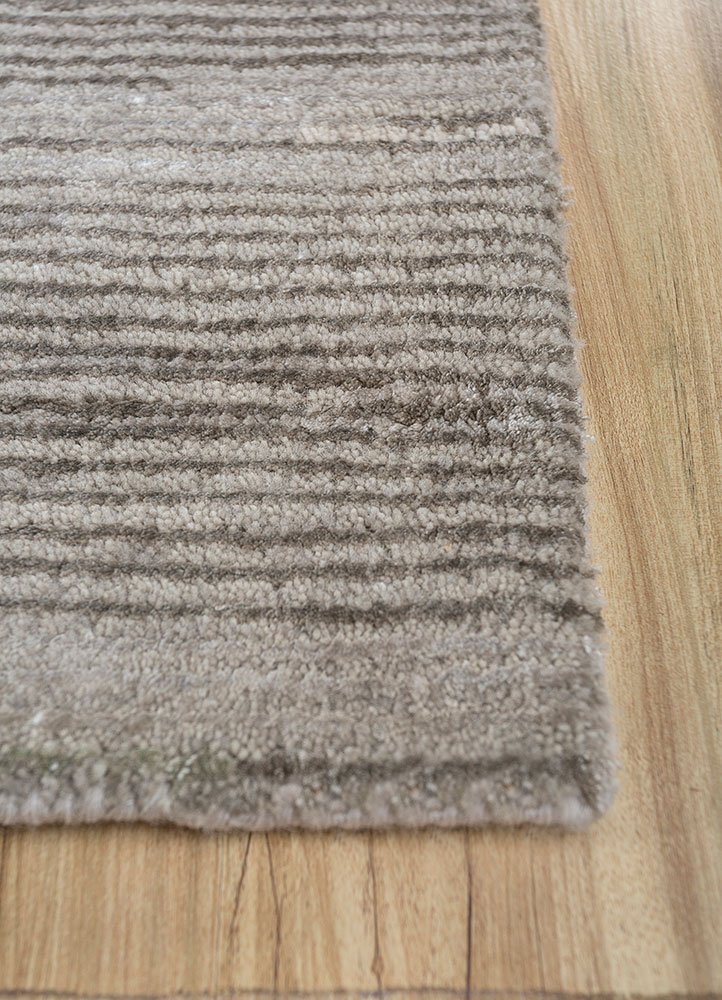 hidden by kavi ivory wool and bamboo silk hand knotted Rug - Corner