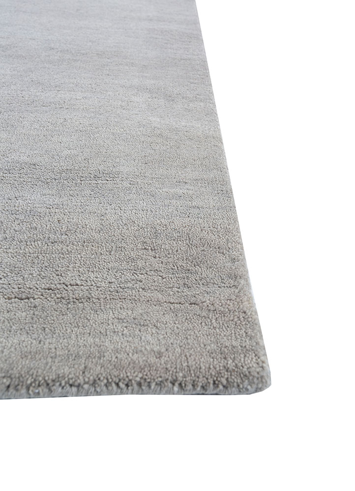 sthir grey and black wool and bamboo silk hand knotted Rug - Corner