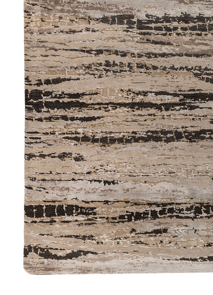 uvenuti beige and brown wool and bamboo silk hand knotted Rug - Corner