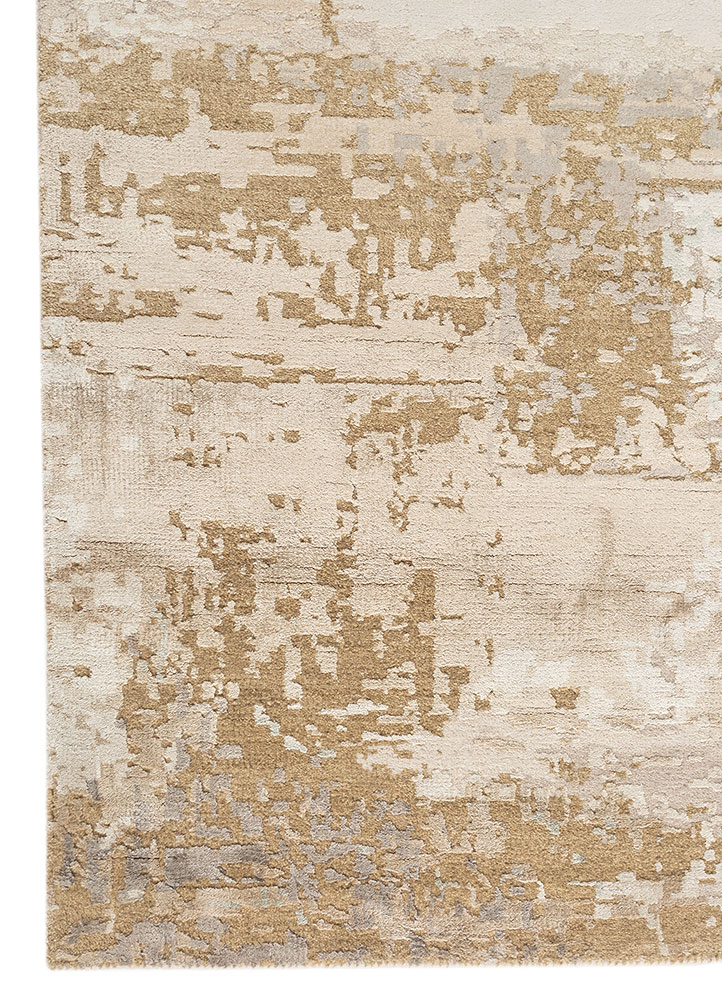 uvenuti ivory wool and bamboo silk hand knotted Rug - Corner