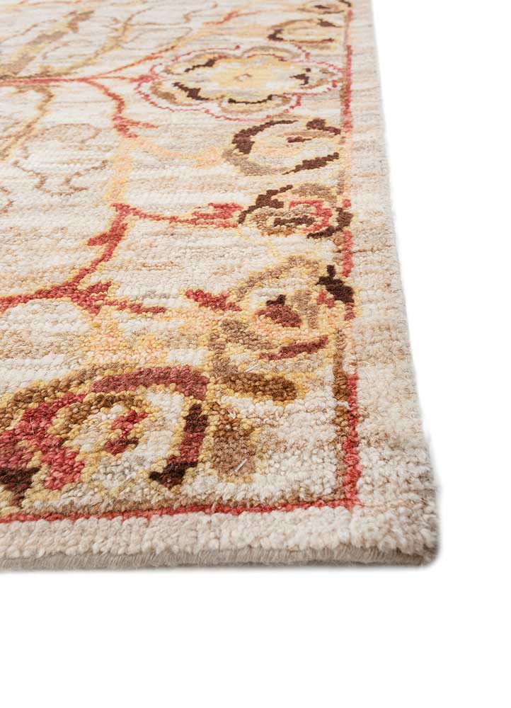 erbe ivory afghan wool hand knotted Rug - Corner