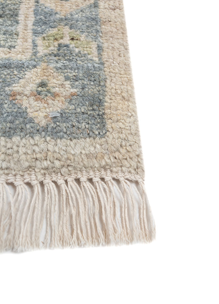 thyme blue afghan wool hand knotted Rug - Corner