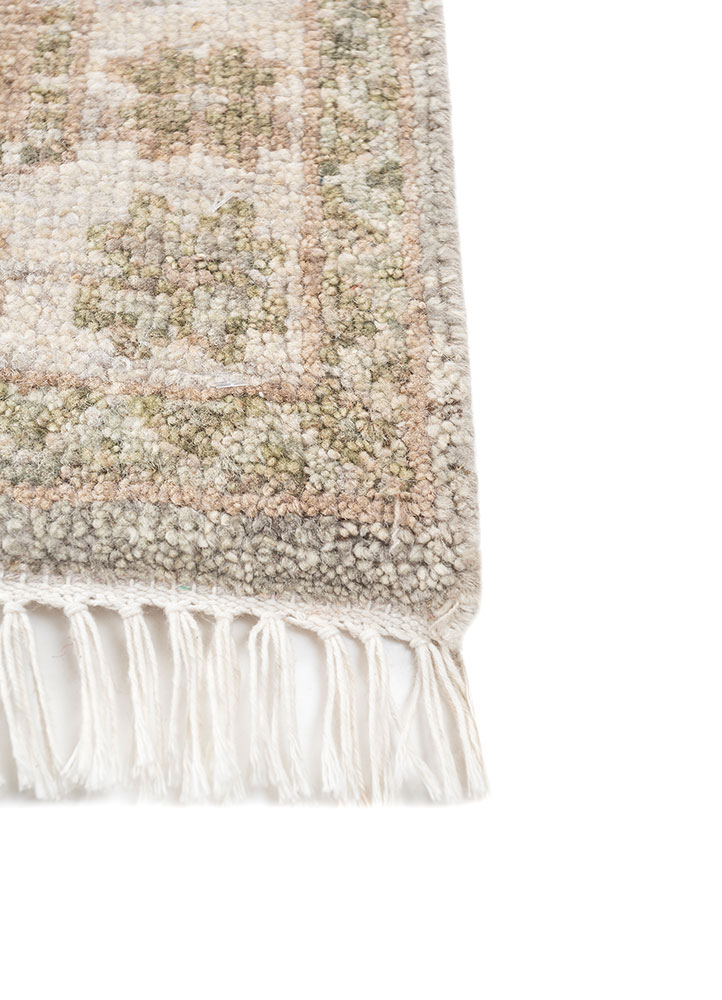 erbe beige and brown wool hand knotted Rug - Corner