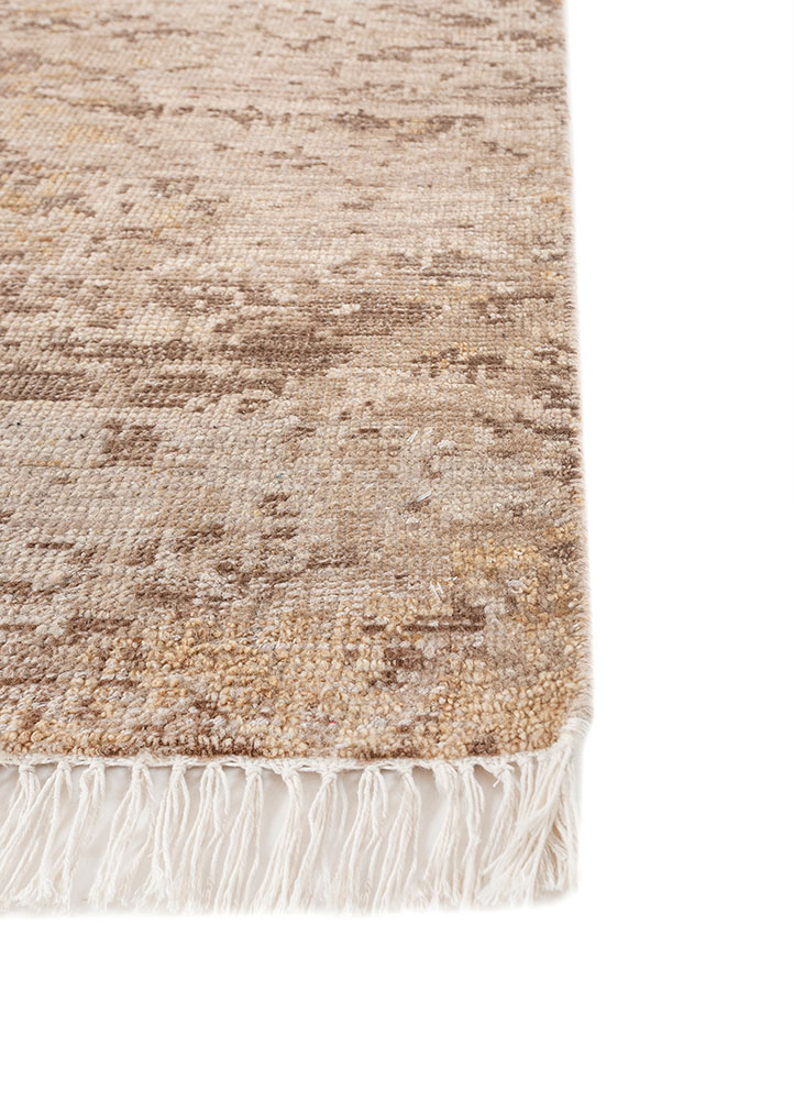 entropy beige and brown afghan wool hand knotted Rug - Corner