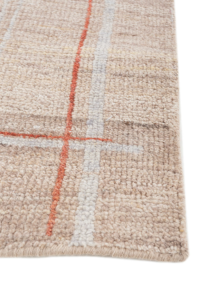 blythe beige and brown wool hand knotted Rug - Corner
