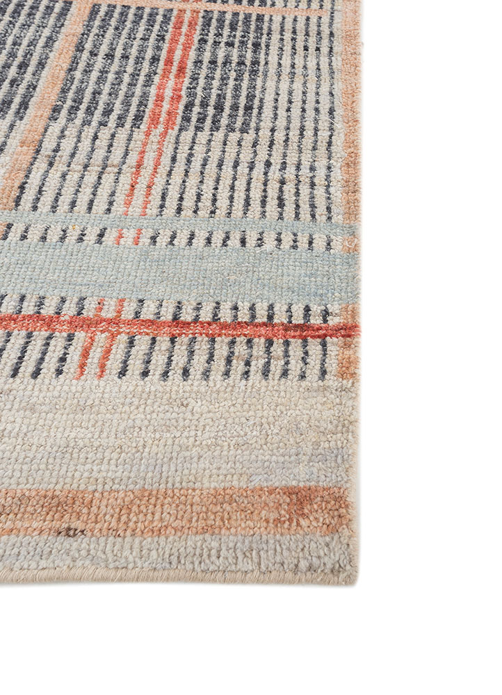 blythe blue afghan wool hand knotted Rug - Corner